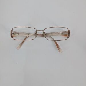 Versace Prescription Rose Gold  and Brown Rectangular Glasses